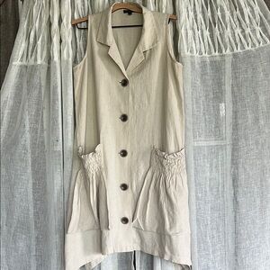 For Cynthia Beige Sleeveless Tunic